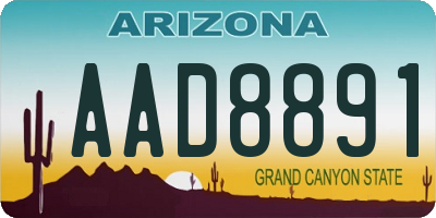 AZ license plate AAD8891