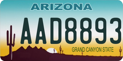 AZ license plate AAD8893