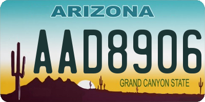 AZ license plate AAD8906