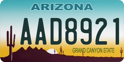 AZ license plate AAD8921