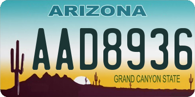 AZ license plate AAD8936