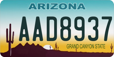 AZ license plate AAD8937