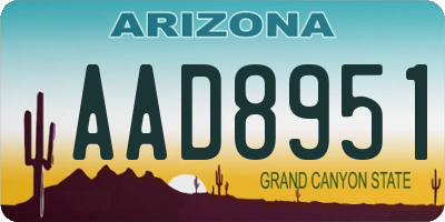 AZ license plate AAD8951
