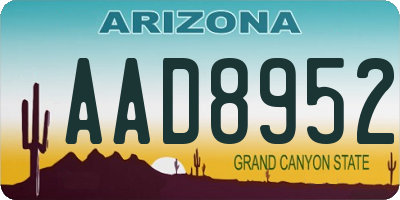 AZ license plate AAD8952
