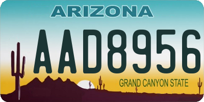 AZ license plate AAD8956