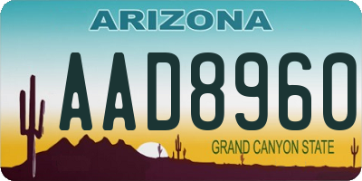 AZ license plate AAD8960
