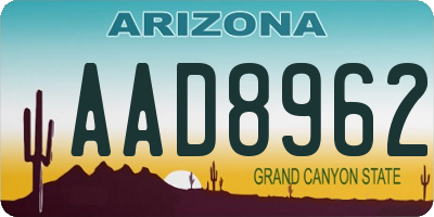 AZ license plate AAD8962