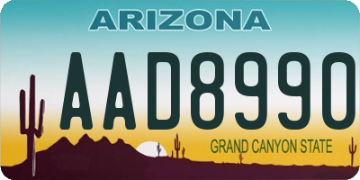 AZ license plate AAD8990