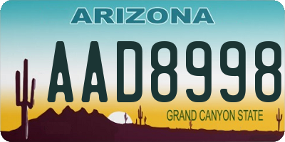 AZ license plate AAD8998