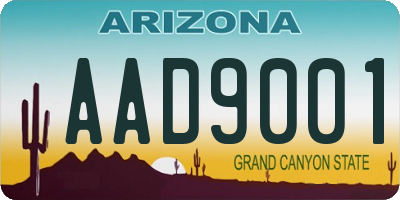 AZ license plate AAD9001