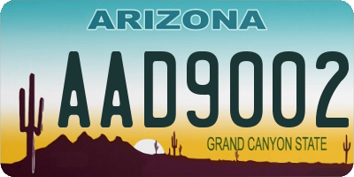 AZ license plate AAD9002