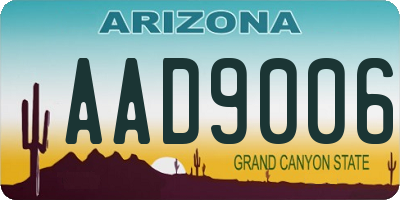 AZ license plate AAD9006