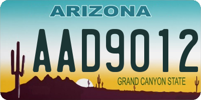 AZ license plate AAD9012