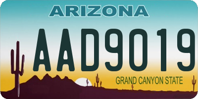 AZ license plate AAD9019