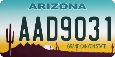 AZ license plate AAD9031