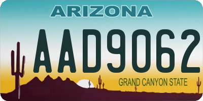 AZ license plate AAD9062