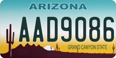 AZ license plate AAD9086