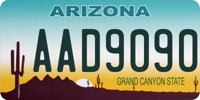 AZ license plate AAD9090