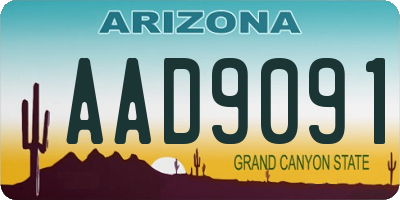 AZ license plate AAD9091