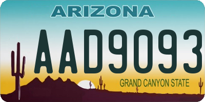 AZ license plate AAD9093