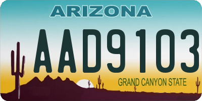 AZ license plate AAD9103