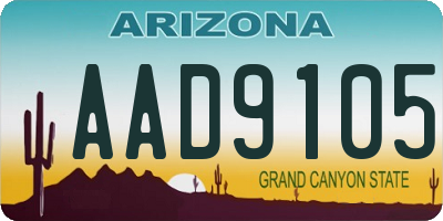 AZ license plate AAD9105