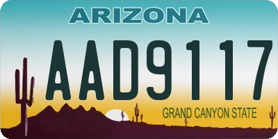 AZ license plate AAD9117