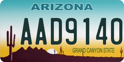 AZ license plate AAD9140