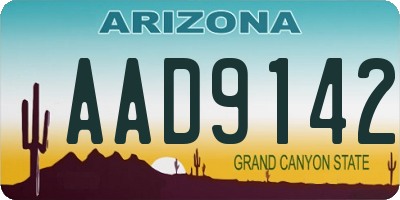 AZ license plate AAD9142