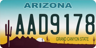 AZ license plate AAD9178