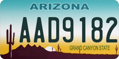 AZ license plate AAD9182