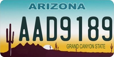 AZ license plate AAD9189