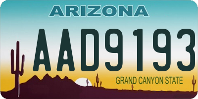 AZ license plate AAD9193