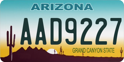 AZ license plate AAD9227