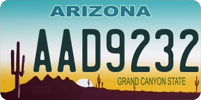 AZ license plate AAD9232