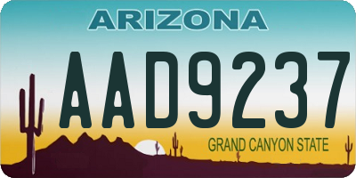 AZ license plate AAD9237