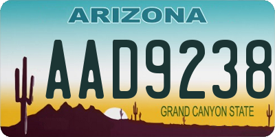 AZ license plate AAD9238
