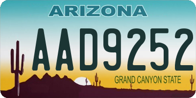 AZ license plate AAD9252