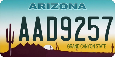 AZ license plate AAD9257