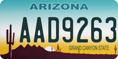 AZ license plate AAD9263