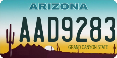 AZ license plate AAD9283