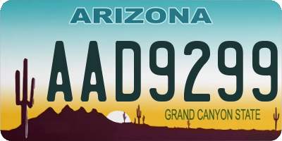 AZ license plate AAD9299