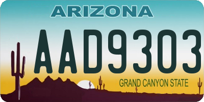 AZ license plate AAD9303