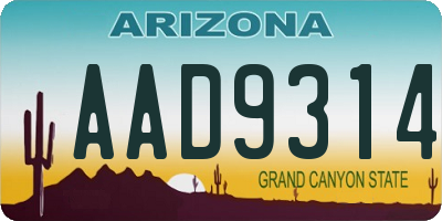 AZ license plate AAD9314