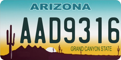 AZ license plate AAD9316