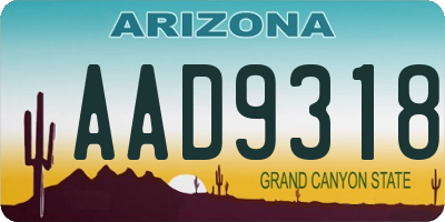 AZ license plate AAD9318