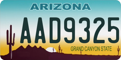 AZ license plate AAD9325