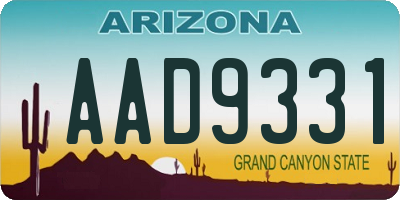 AZ license plate AAD9331