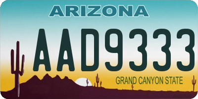 AZ license plate AAD9333