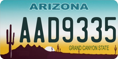 AZ license plate AAD9335